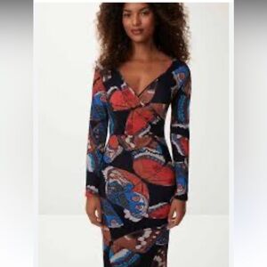 Lez a Lez Butterfly Printed Midi Dress - XL